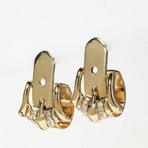 NWT Anthropologie Western Buckle Huggie Earrings Gold